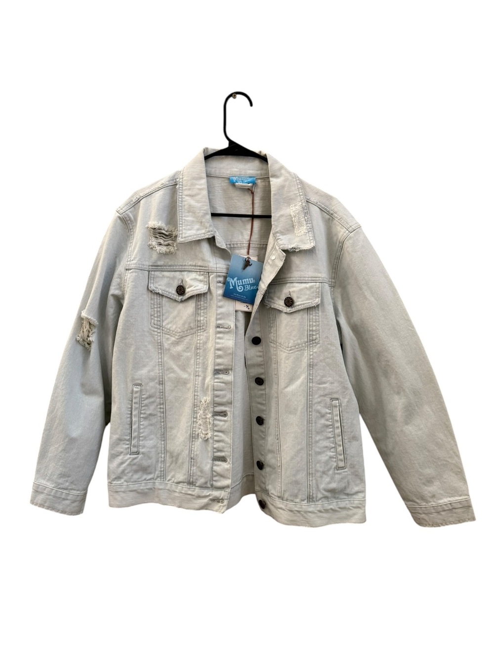 Light Wash Distressed Women's Jean Jacket